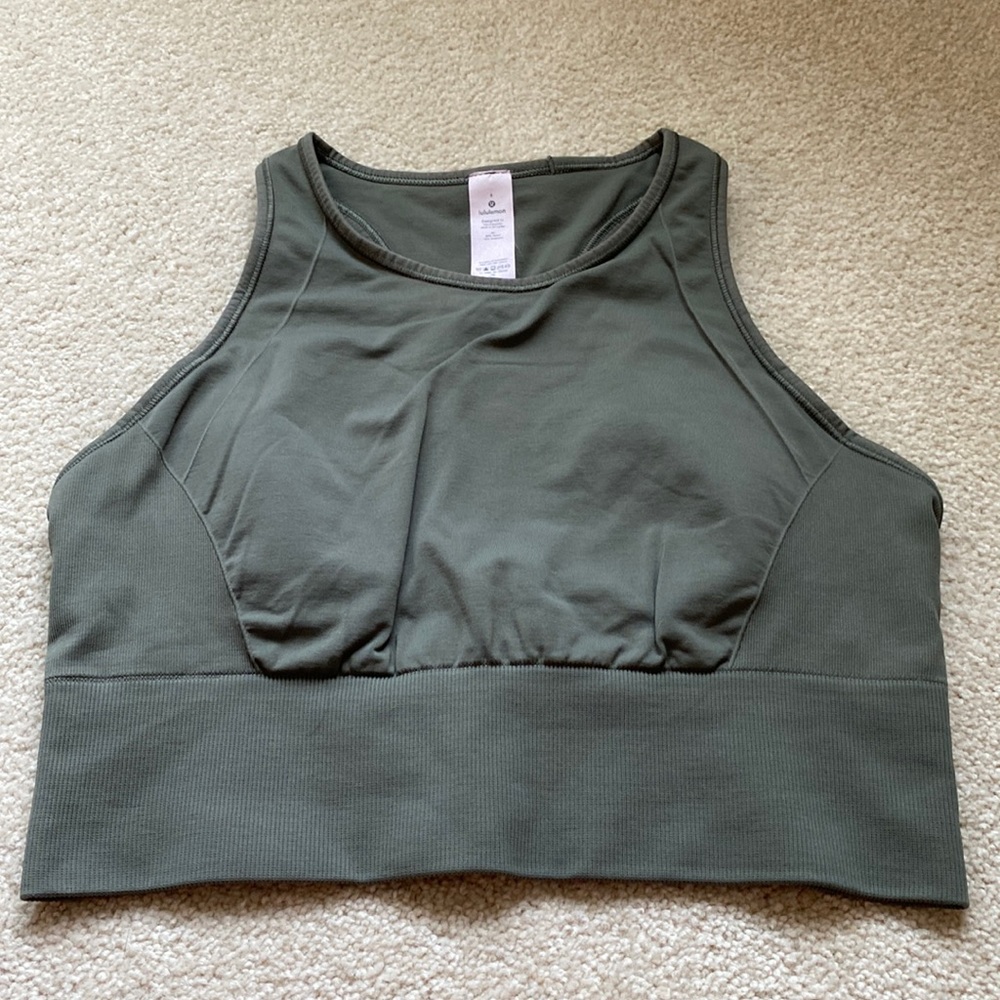 lululemon athletica Olive Green High Neck Sports Bra Tank